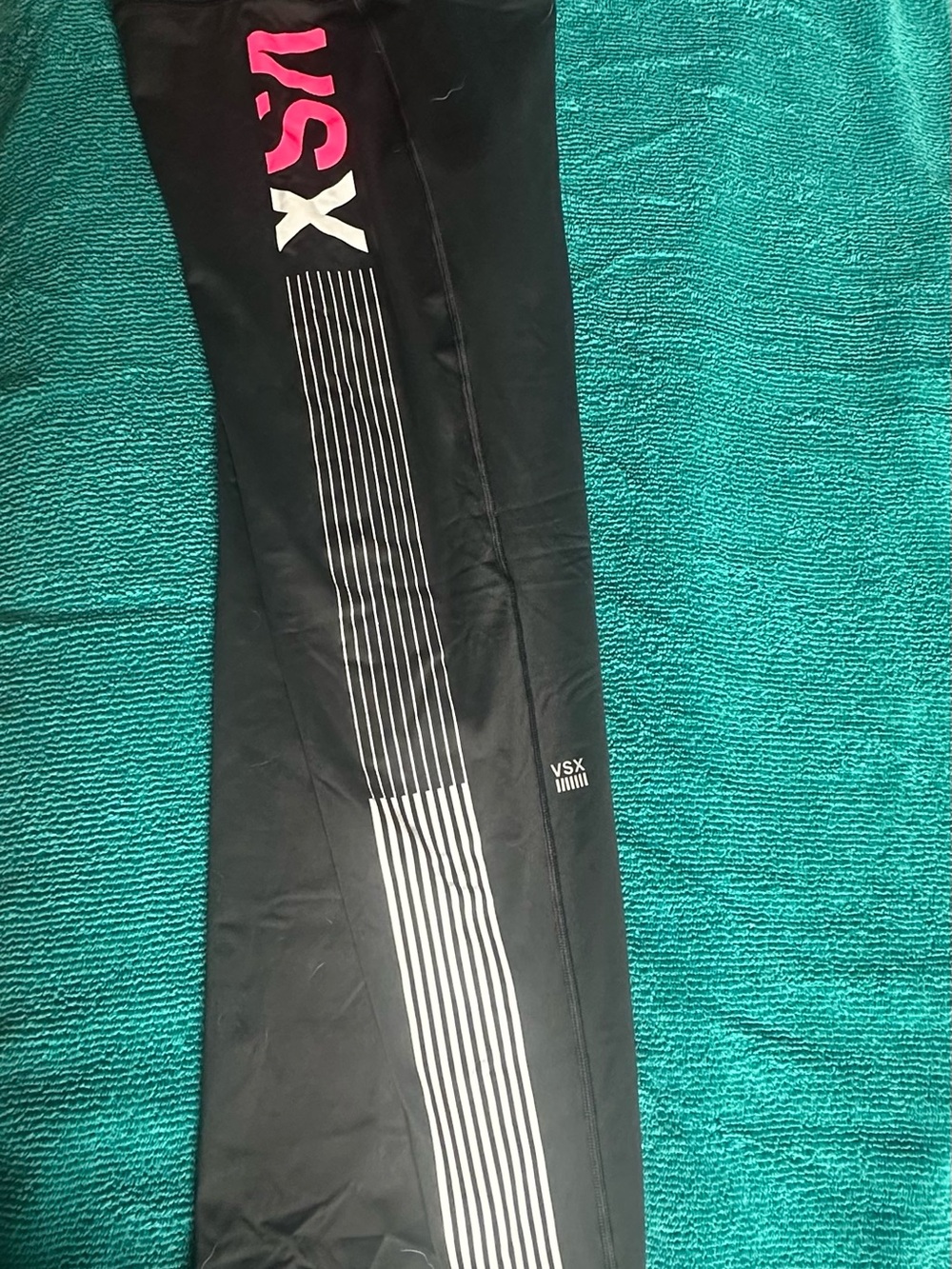 Victoria's Secret VSX Black Joggers with Pink Logo and White Stripe